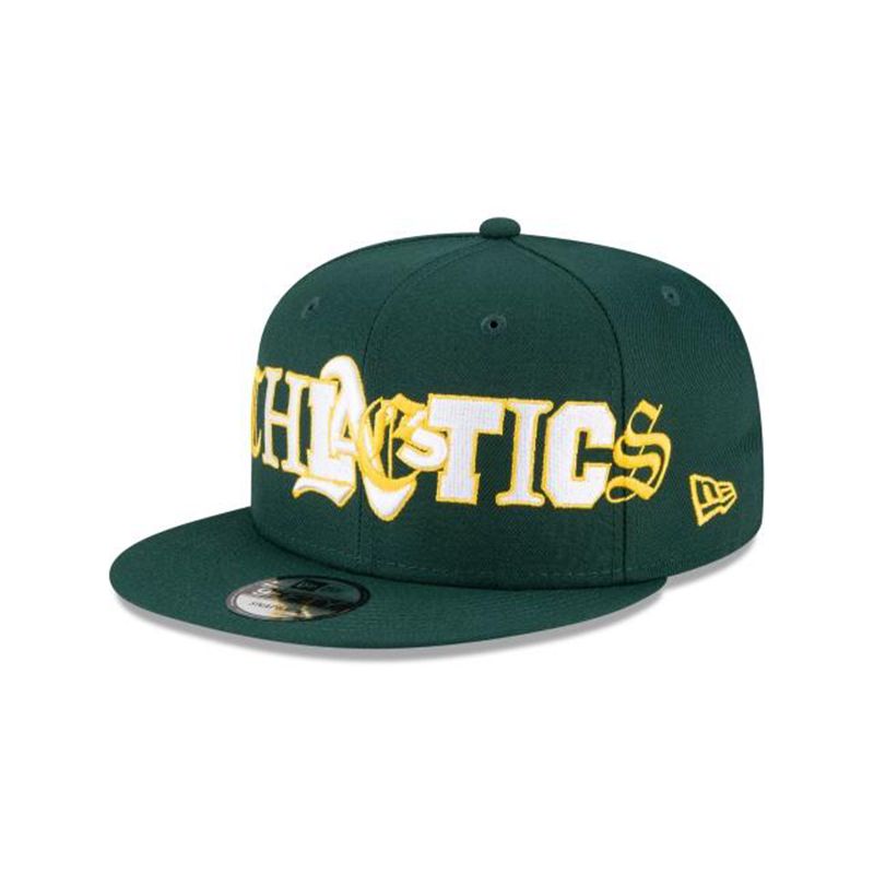 MLB Oakland Athletics Mixed Font 9Fifty Snapback (YDW1608) - Green New Era Caps